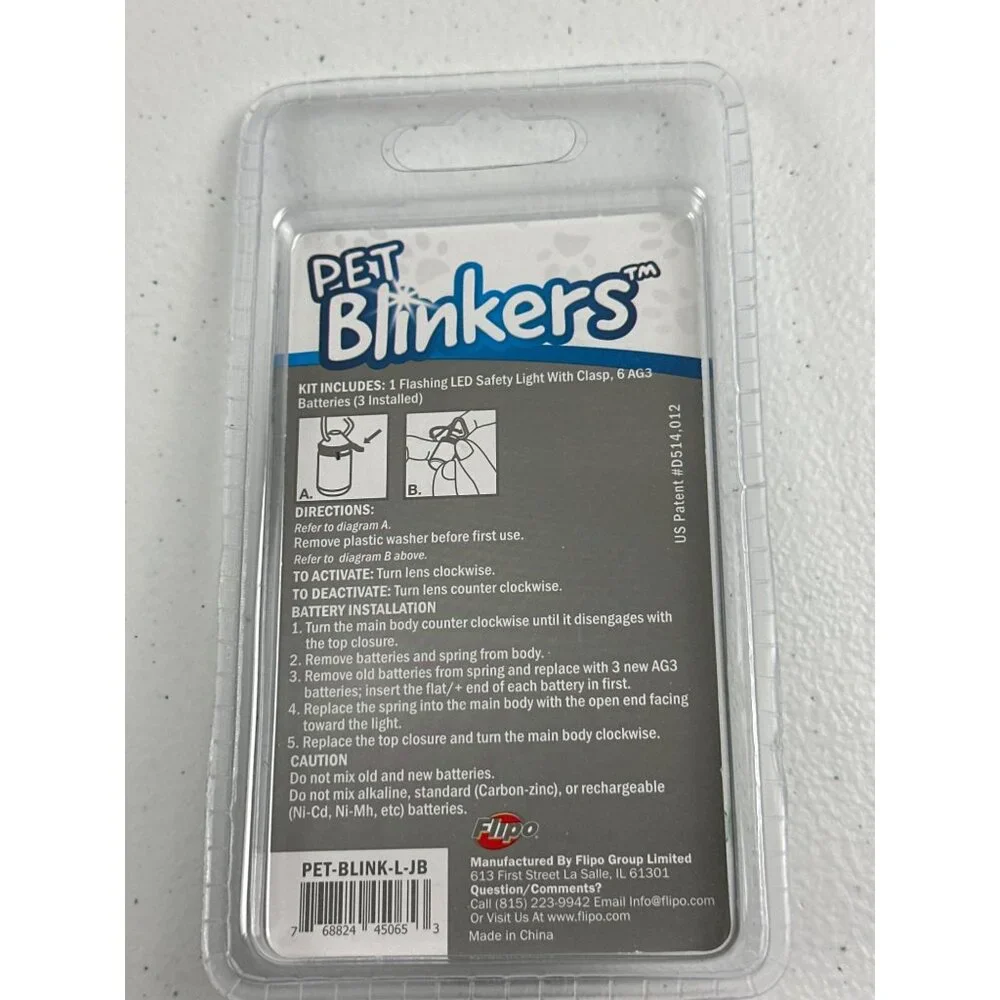 Pet Blinker Large Breed Safety Light Flashes Jade & Blue For Large Dog Collars